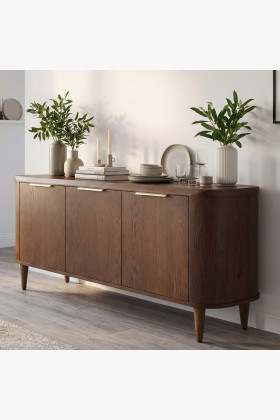 Drehtürige Design-Kommode Walnuss Holz mit Soft-Close Türen